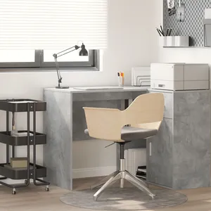 vidaXL Bureau d'écriture Gris béton Bois composite Compact Rangement pas cher
