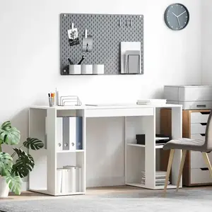 vidaXL Bureau blanc  Blanc Panneau de particules Moyen Rangement pas cher
