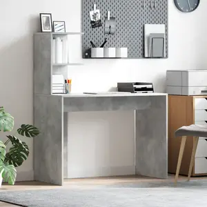 vidaXL Bureau d'écriture gris béton Gris béton pas cher