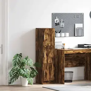 vidaXL Buffet chêne fumé Chêne fumé Bois Grand Buffet chêne fumé pas cher