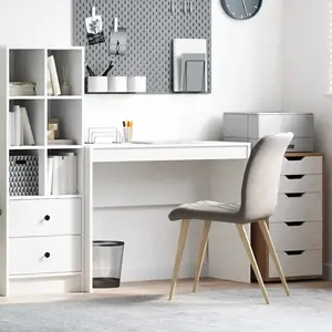 Comparateur de prix : vidaXL Bureau d'écriture  Blanc Panneau de particules Moyen Simple