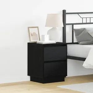 Cabinet De Chevet Avec Tiroir Avec 2 Pcs Noir 39 X 34.5 X 50 Cm Vidaxl pas cher