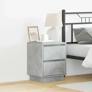 vidaXL Tables de chevet avec lumières LED 2 pcs Gris béton 39x34,5x50 cm pas cher