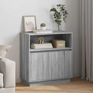 vidaXL Sideboard avec LED Gris Sonoma 71 x 34,5 x 75 cm Bois composite pas cher
