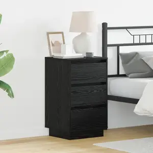 Cabinet De Chevet Avec Noir 39 X 34,5 X 65 Cm Bois D'Ingénierie Vidaxl pas cher