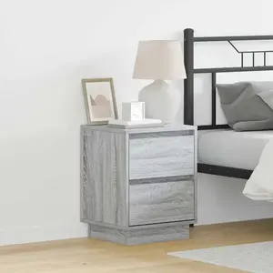Meuble De Chevet Avec Lumières Led Gris Sonoma 39x34,5x50 Cm Vidaxl pas cher