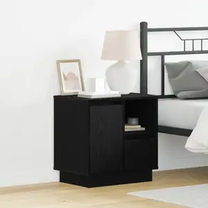 vidaXL Vidaxl Chêne Noir Bois D'ingénierie Moyenne Table De Chevet pas cher