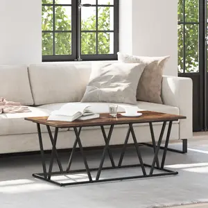 vidaXL Table basse chêne fumé 100 x 50 x 40 cm contreplaqué et métal pas cher