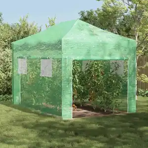vidaXL Serre à entrée  avec cadre pop-up Vert 410x280x315 cm Acier