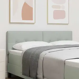 vidaXL Headboard LED Boutons Capitonnés Gris clair 72 cm Velours pas cher