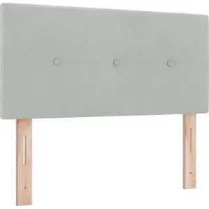 vidaXL Headboard LED Bouton capitonné Gris clair 90 cm Velours pas cher