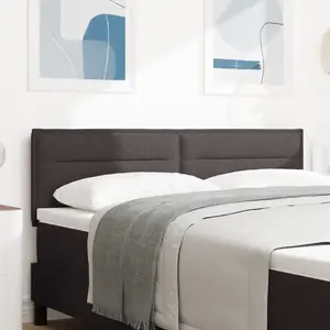 vidaXL Tête de lit à LED Design Lignes Marron Foncé 72 cm Tissu pas cher