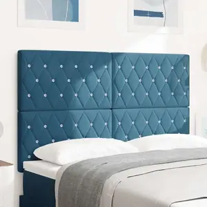 vidaXL Tête de lit avec appui-tête bleu foncé 144 cm similicuir pas cher