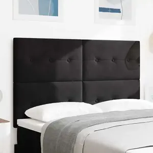 Vidaxl tablier de lit en velours noir avec capitonnage 160 cm pas cher