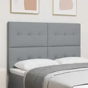 vidaXL Tête De Lit Vidaxl En Tissu Gris Clair Avec Boutons 160 Cm pas cher