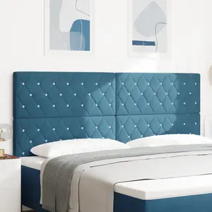 vidaXL Vidaxl Tête De Lit Avec Boutons En Cristal Tufté Bleu Foncé 200 Cm En Velours pas cher