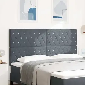 vidaXL Vidaxl Tête De Lit Capitonnée Gris Foncé 180 Cm En Velours pas cher