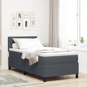 vidaXL Lit Box Spring avec Matelas & LED Gris foncé 80x200 cm Tissu en velours côtelé pas cher