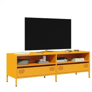 vidaXL Meuble TV jaune moutarde 135x39x43,5 cm acier laminé à froid pas cher