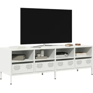 vidaXL Vidaxl Meuble Tv Blanc 135x39x43,5 Cm Acier Laminé À Froid pas cher