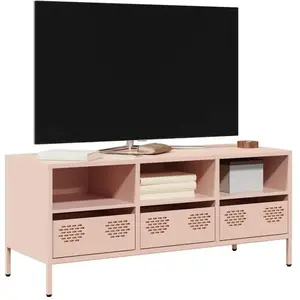 vidaXL Vidaxl Meuble Tv Rose 101,5x39x43,5 Cm Acier Laminé À Froid pas cher