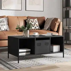 vidaXL Table basse noir 101,5x50x43,5 cm acier laminé à froid pas cher