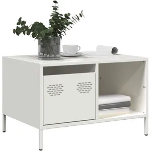 Comparateur de prix : vidaXL Vidaxl Table Basse Blanc 68,5x50x43,5 Cm Acier Laminé À Froid