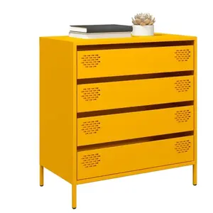 vidaXL Buffet jaune moutarde 68x39x73,5 cm acier laminé à froid pas cher