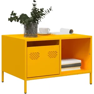 Comparateur de prix : vidaXL Table basse jaune moutarde 68,5x50x43,5 cm acier laminé à froid