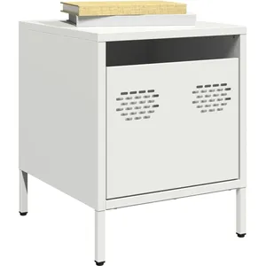 vidaXL Tables de chevet 2 pcs blanc 35x39x43,5 cm acier pas cher