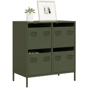 vidaXL Buffet vert olive 68x39x73,5 cm acier laminé à froid pas cher