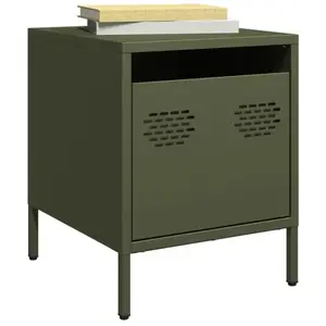 Comparateur de prix : vidaXL Tables de chevet 2 pcs vert olive 35x39x43,5 cm acier
