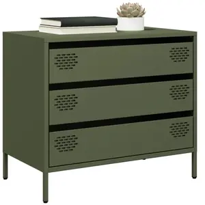 vidaXL Buffet vert olive 68x39x58,5 cm acier laminé à froid pas cher