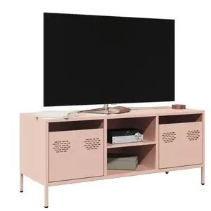 vidaXL Meuble TV rose 101,5x39x43,5 cm acier laminé à froid pas cher