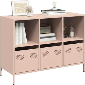 vidaXL Buffet rose 101,5x39x73,5 cm acier laminé à froid pas cher
