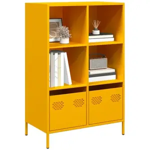 vidaXL Buffet haut jaune moutarde 68x39x103,5 cm acier pas cher