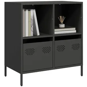 vidaXL Buffet noir 68x39x73,5 cm acier laminé à froid pas cher