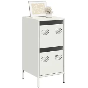 vidaXL Buffet blanc 35x39x73,5 cm acier laminé à froid pas cher
