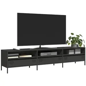 vidaXL Meuble TV noir 202x39x43,5 cm acier laminé à froid pas cher