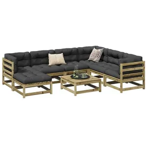 vidaXL Salon de jardin 8 pcs bois de pin imprégné pas cher
