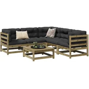 vidaXL Salon de jardin 6 pcs bois de pin imprégné pas cher