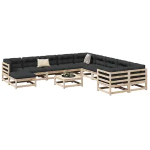 vidaXL Salon de jardin 12 pcs bois de pin massif pas cher