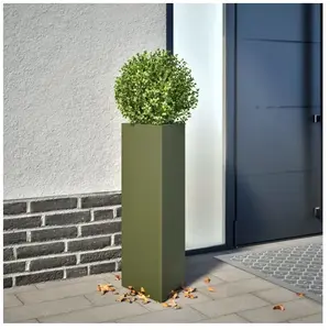 Comparateur de prix : vidaXL Jardinières 2 pcs vert olive triangulaire 30x26x75 cm acier