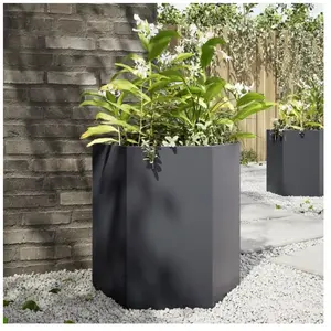 vidaXL Jardinière anthracite hexagone 46x40x45 cm acier pas cher