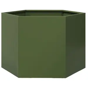 vidaXL Jardinière vert olive hexagone 69x60x45 cm acier pas cher