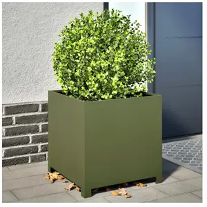 Comparateur de prix : vidaXL Jardinière vert olive 50x50x50 cm acier
