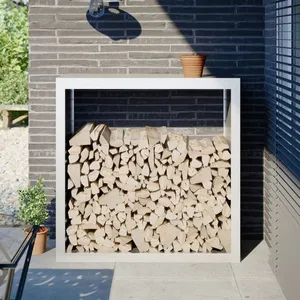 Comparateur de prix : vidaXL Portant de bois de chauffage blanc 100x40x100 cm acier