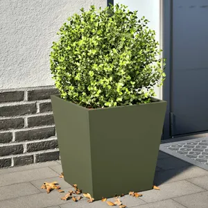 vidaXL Jardinières 2 pcs vert olive 40x40x40 cm acier pas cher