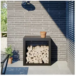 Comparateur de prix : vidaXL Portant de bois de chauffage noir 60x40x60 cm acier