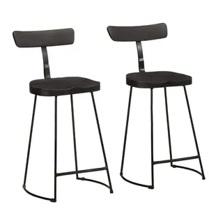 vidaXL Tabourets de bar lot de 2 noir 49x43x88 cm bois manguier massif pas cher